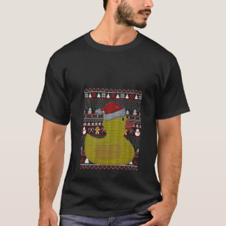 T-shirt Éclairage Xmas moche Père Noël Canard Noël V Cou
