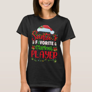 T-shirt Éclairage Xmas Père Noël Joueur Clarinet favori Ch