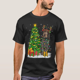T-shirt Éclairage Xmas Reindeer Allemand À poils durs Poin