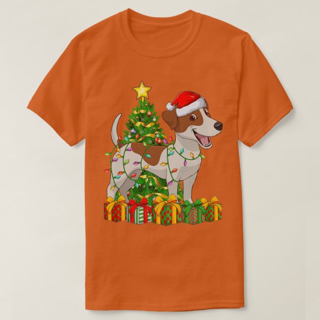 T-shirt Éclairage Xmas Tree Correspondance Jack Russell Te (Design devant)