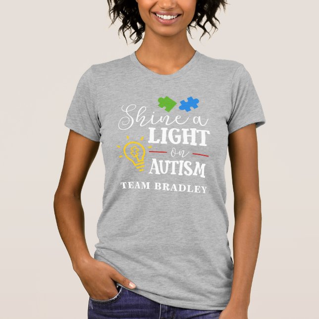 T-shirt Éclairer l'autisme Équipe de concordance (Devant)