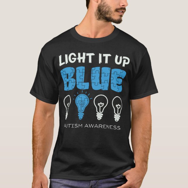 T-shirt Éclairez-le en bleu Mois de sensibilisation à l'au (Devant)