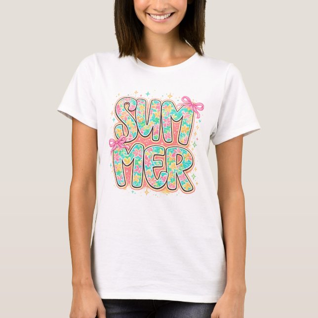 T-shirt Éclat Floral d'Hibiscus d'Été (Devant)