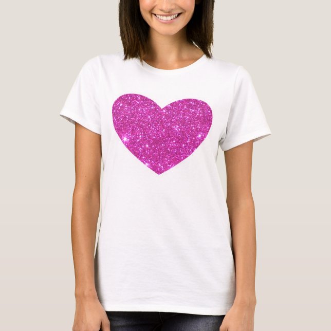 T-shirt éclatant rose de coeur d'étincelle (Devant)