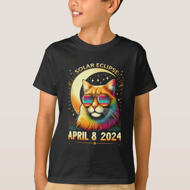 T-shirt Eclipse 8 avril 2024 Amateurs de chats (Devant)