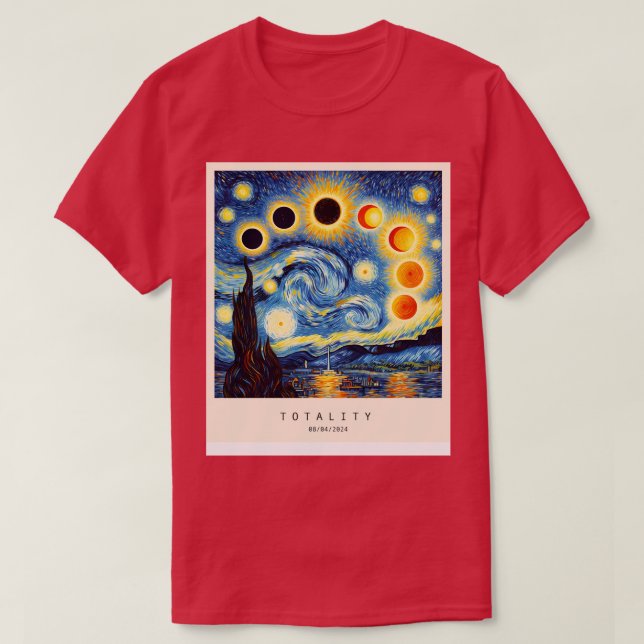 T-shirt Eclipse dans le style Van Gogh (Design devant)