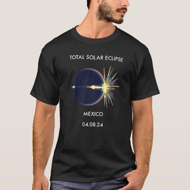 T-shirt Eclipse Flare 04 08 24 Total Solar Eclipse Mexico  (Devant)
