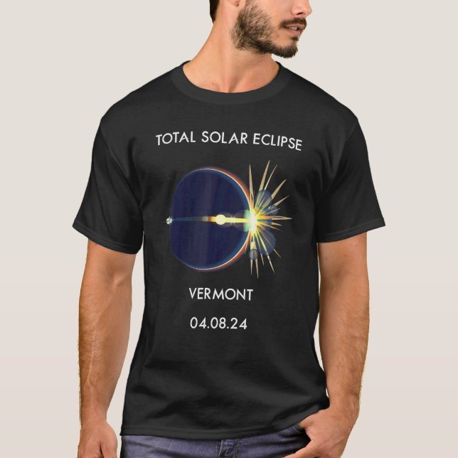 T-shirt Eclipse Flare 04 08 24 Total Solar Eclipse Vermont (Devant)
