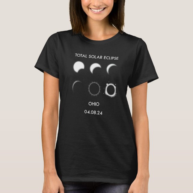 T-shirt Éclipse Phases 04 08 24 Total Solaire Eclipse Ohio (Devant)