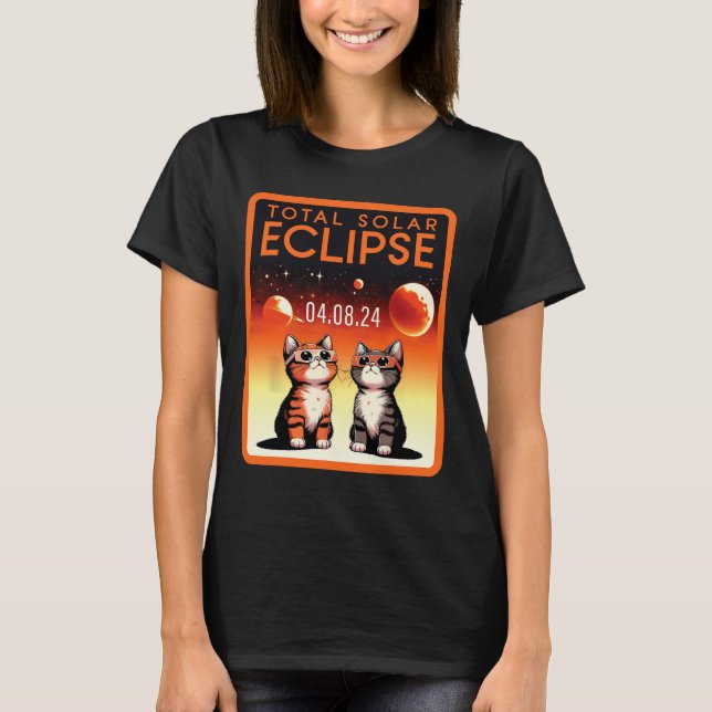 T-shirt Éclipse solaire 2024 Chats Total Éclipse solaire 4 (Devant)
