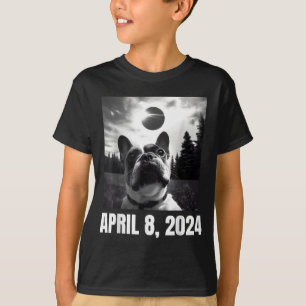 T-shirt Éclipse solaire 2024 Funny French Bulldog Selfie H