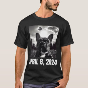 T-shirt Éclipse solaire 2024 selfie drôle de bouledogue fr