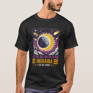T-shirt Éclipse solaire 2024 Totalité américaine État Indi