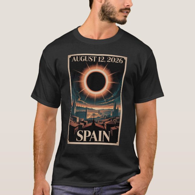 T-shirt Éclipse solaire 2026 Espagne Madrid Barcelone Palm (Devant)
