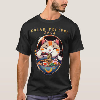 T-shirt Éclipse solaire 8 avril 2024 Astronomie Chat Kawai