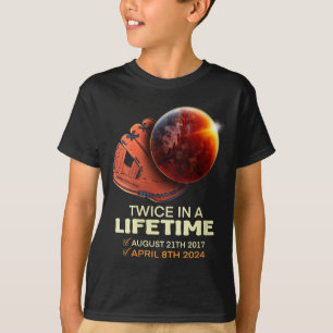 T-shirt Éclipse Solaire pour Femmes Drôle Deux fois dans u