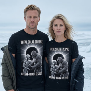 T-shirt Éclipse solaire totale 12 août 2026 Islande Bigfoo