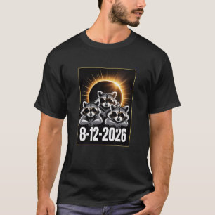 T-shirt Éclipse Solaire Totale 12 août 2026 Raccoon Tee