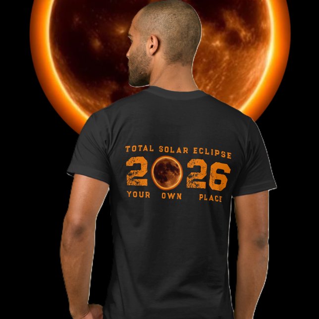T-shirt Éclipse solaire totale 2026 (Total Solar Eclipse 2026 T-Shirt (Back Full) )