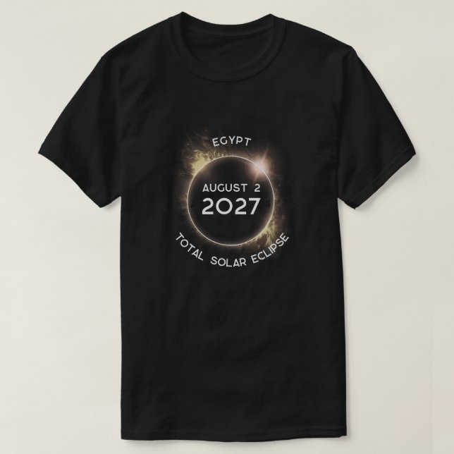 T-shirt Éclipse solaire totale 2027 Égypte (Design devant)