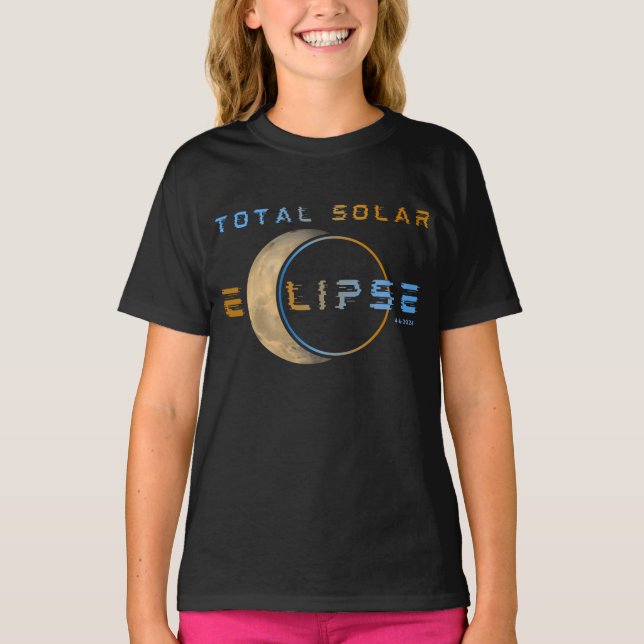 T-SHIRT ÉCLIPSE SOLAIRE TOTALE 8 AVRIL 2024 SYSTÈME SOLAIR (Devant)