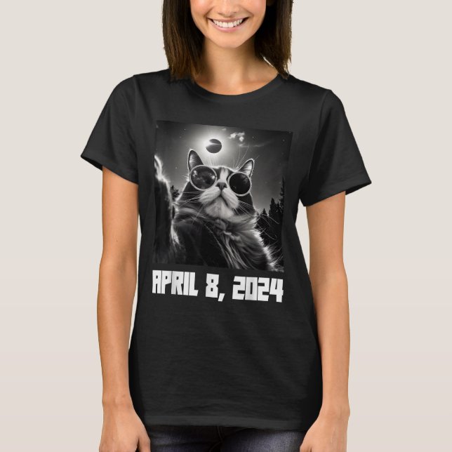 T-shirt Éclipse solaire totale Chat Selfie (Devant)