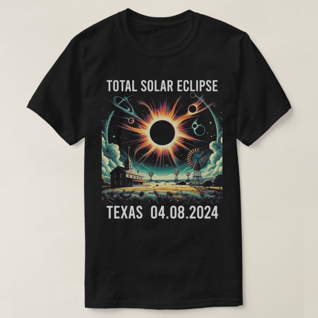 T-shirt éclipse solaire totale le 8 avril 2024 (Design devant)