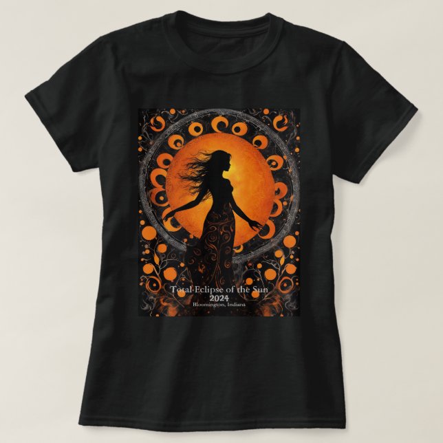 T-shirt Éclipse solaire Votre nom ou votre texte Danseuse  (Design devant)