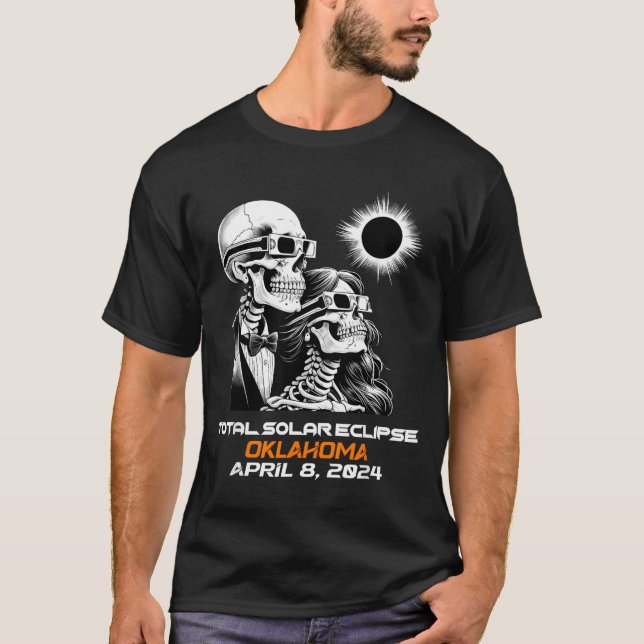 T-shirt Éclipse Totale de Soleil Squelette Oklahoma Ok (Devant)