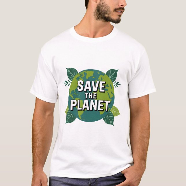 T-shirt Éco-Amical Sauvez la Planète (Devant)