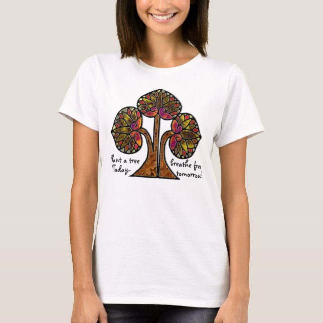 T-shirt Eco-arbre en verre tendu (Personnalisé) (Devant)