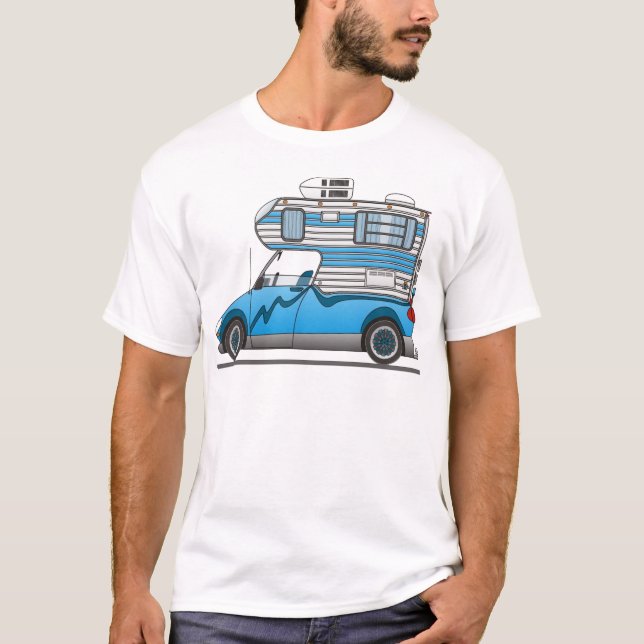 T-shirt Éco Récupération Camping Bleu (Devant)