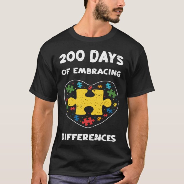 T-shirt École 200 Jours Pour Embrasser La Différence  Auti (Devant)