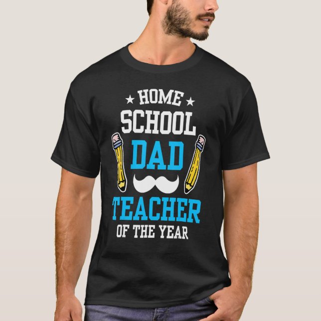 T-shirt École À Domicile Papa Enseignant De L'Année École  (Devant)