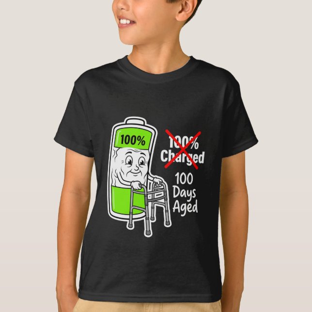 T-shirt École de batterie drôle âgée de 100 jours (Devant)