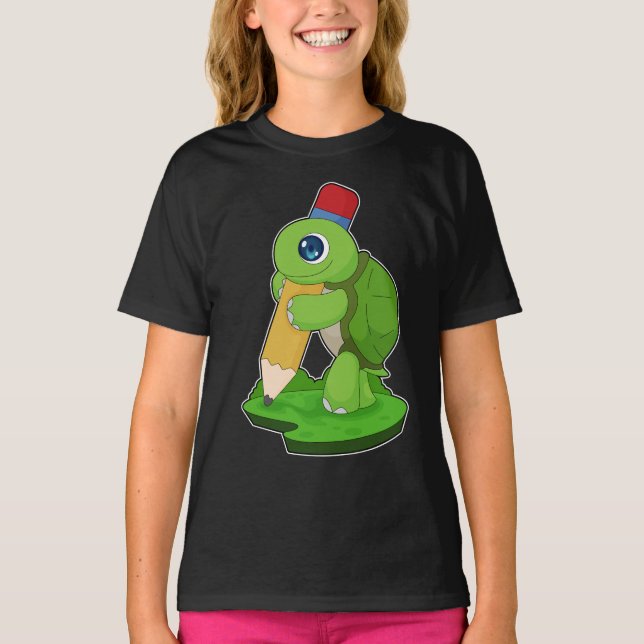 T-shirt École de crayon de Turtle Pupil (Devant)
