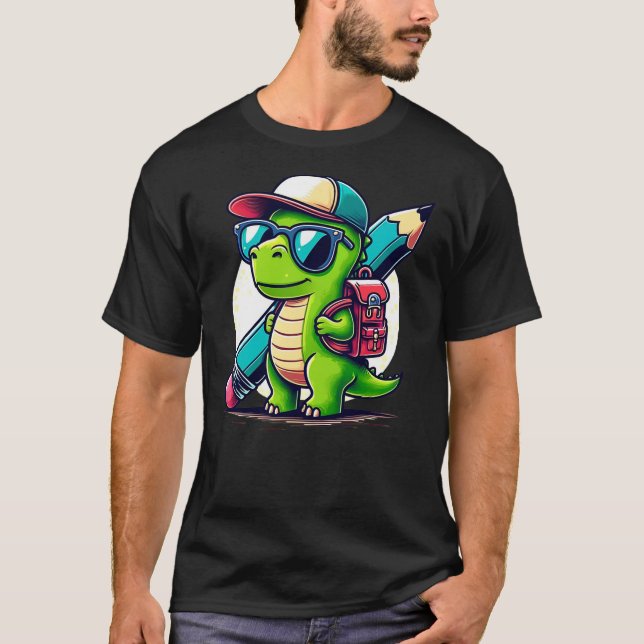 T-shirt École de dinosaures Stylo Dino Cartoon Retour à l' (Devant)