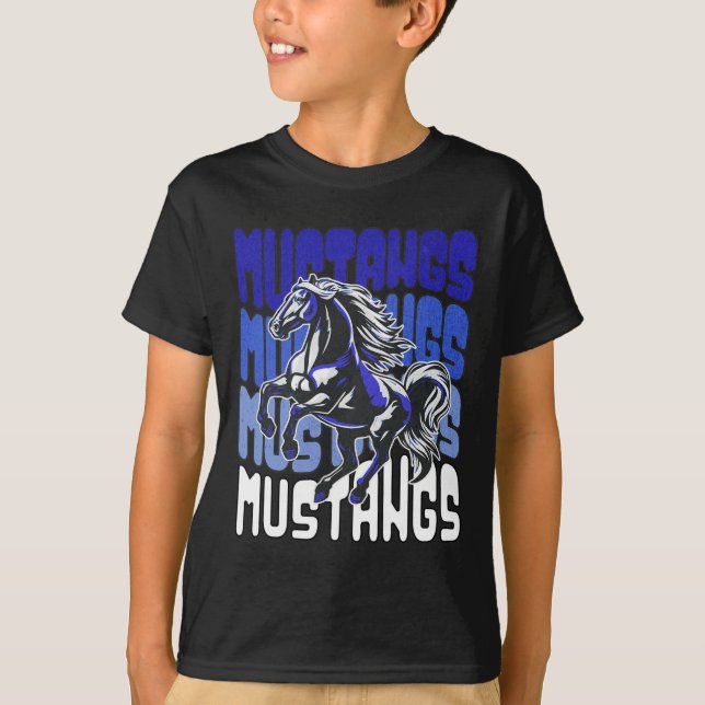 T-shirt École de l'esprit de mascotte de Mustang Équipe de (Devant)