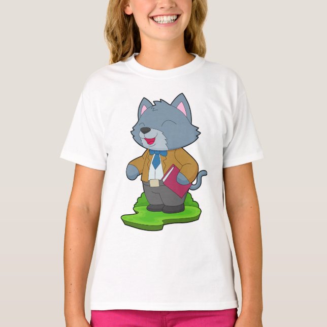 T-shirt École de livre pour enseignants de chats (Devant)