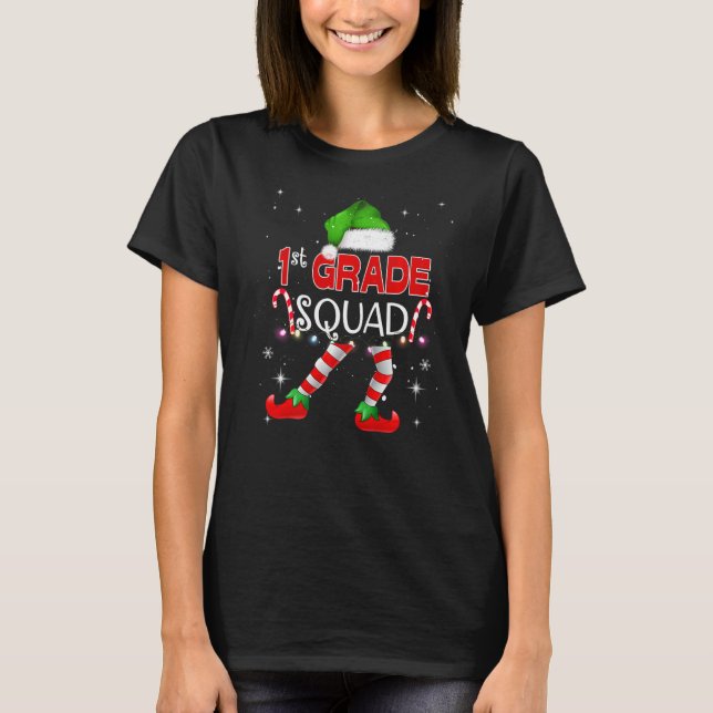 T-shirt École de Noël de la 1ère année de l'équipe d'elfes (Devant)