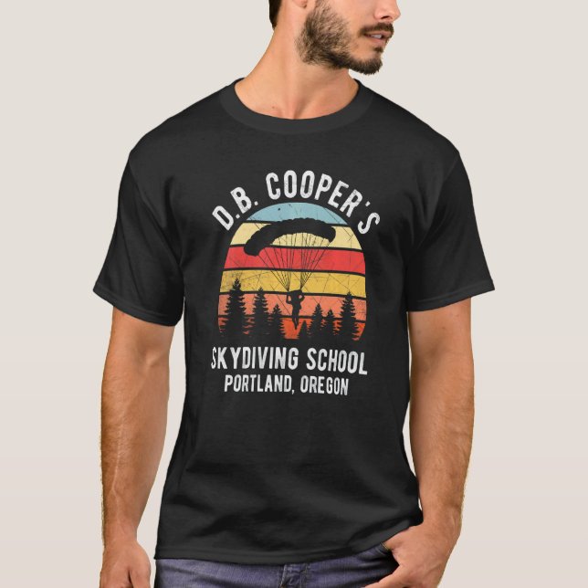 T-shirt École de parachutisme Funny Db Coopers Portland Or (Devant)