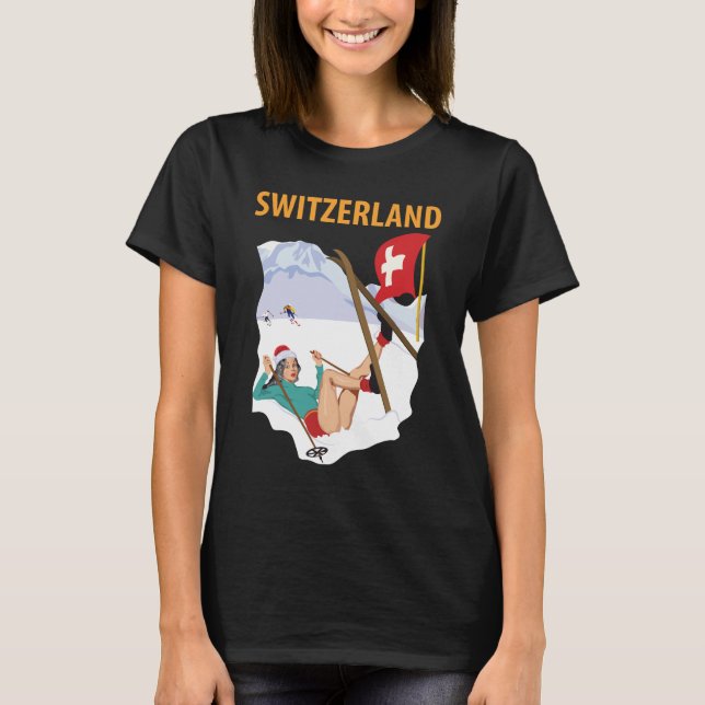 T-shirt École de ski Suisse Voyage Hiver (Devant)