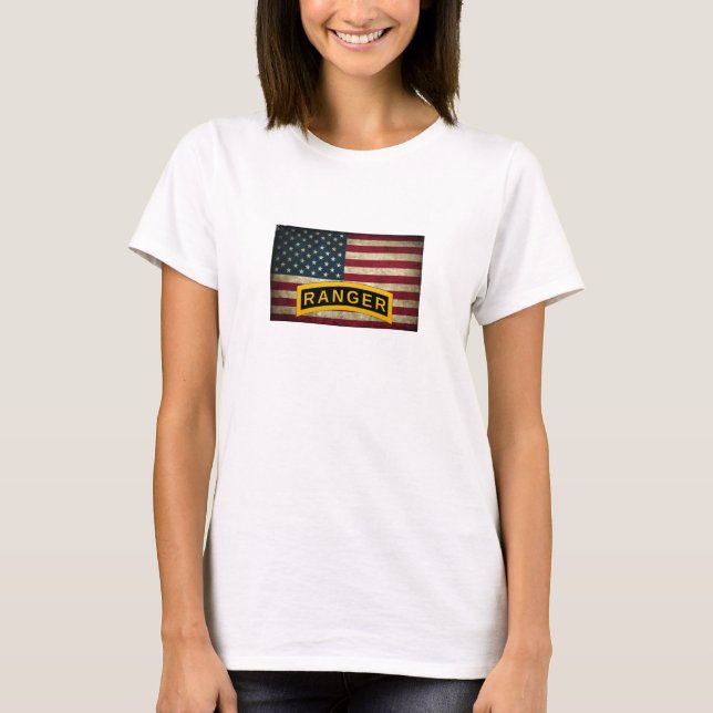 T-shirt École des Rangers de l'Armée - Drapeau Américain (Devant)