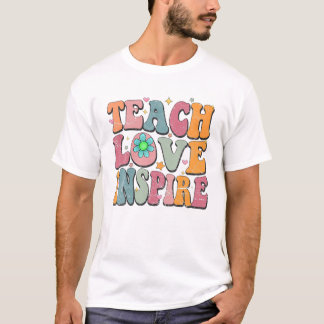 T-shirt École Enseigner Amour Inspirer Rétro