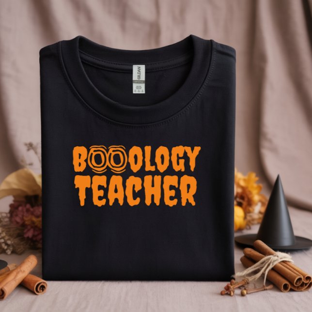 T-shirt École halloween Boo enseignant typographie orange (Créateur téléchargé)