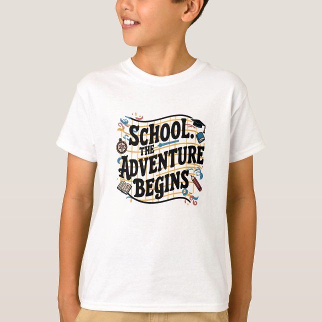 T-shirt École L'aventure commence une citation amusante (Devant)