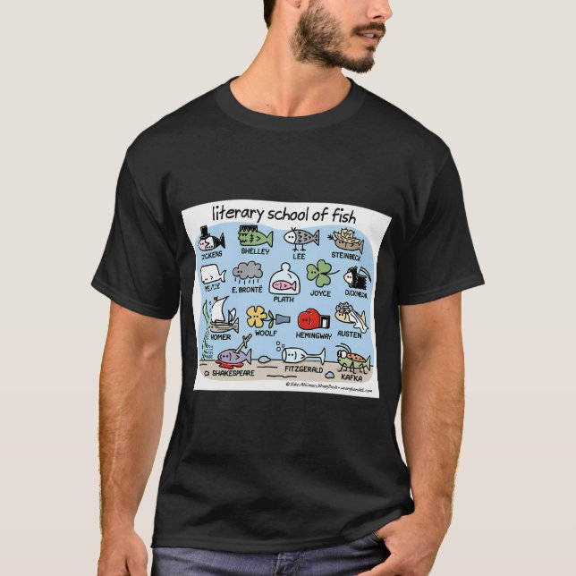 T-shirt école littéraire de poissons (Devant)