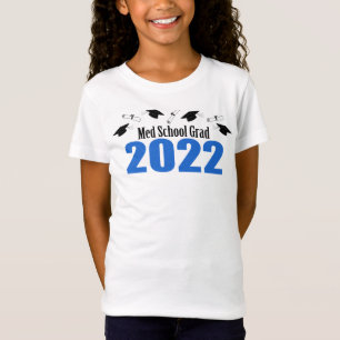 T-Shirt École Med Grad 2022 Casquettes Et Diplômes (Bleu)