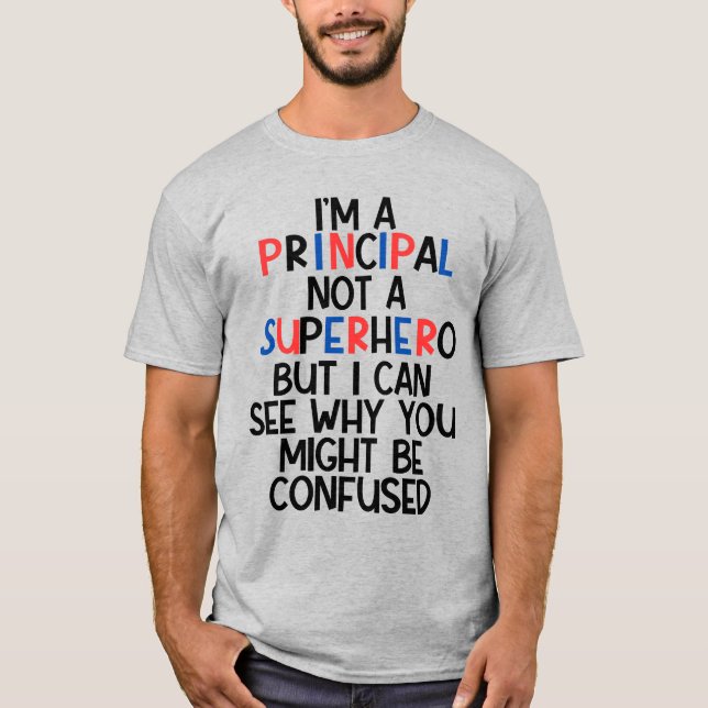 T-shirt École personnalisée Principal Funny Superhero (Devant)