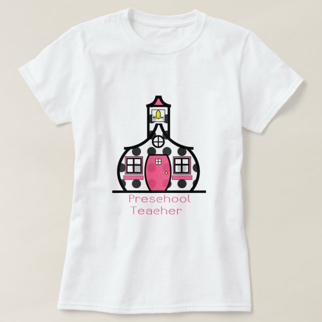 T-shirt École préscolaire de point de polka de professeur (Design devant)